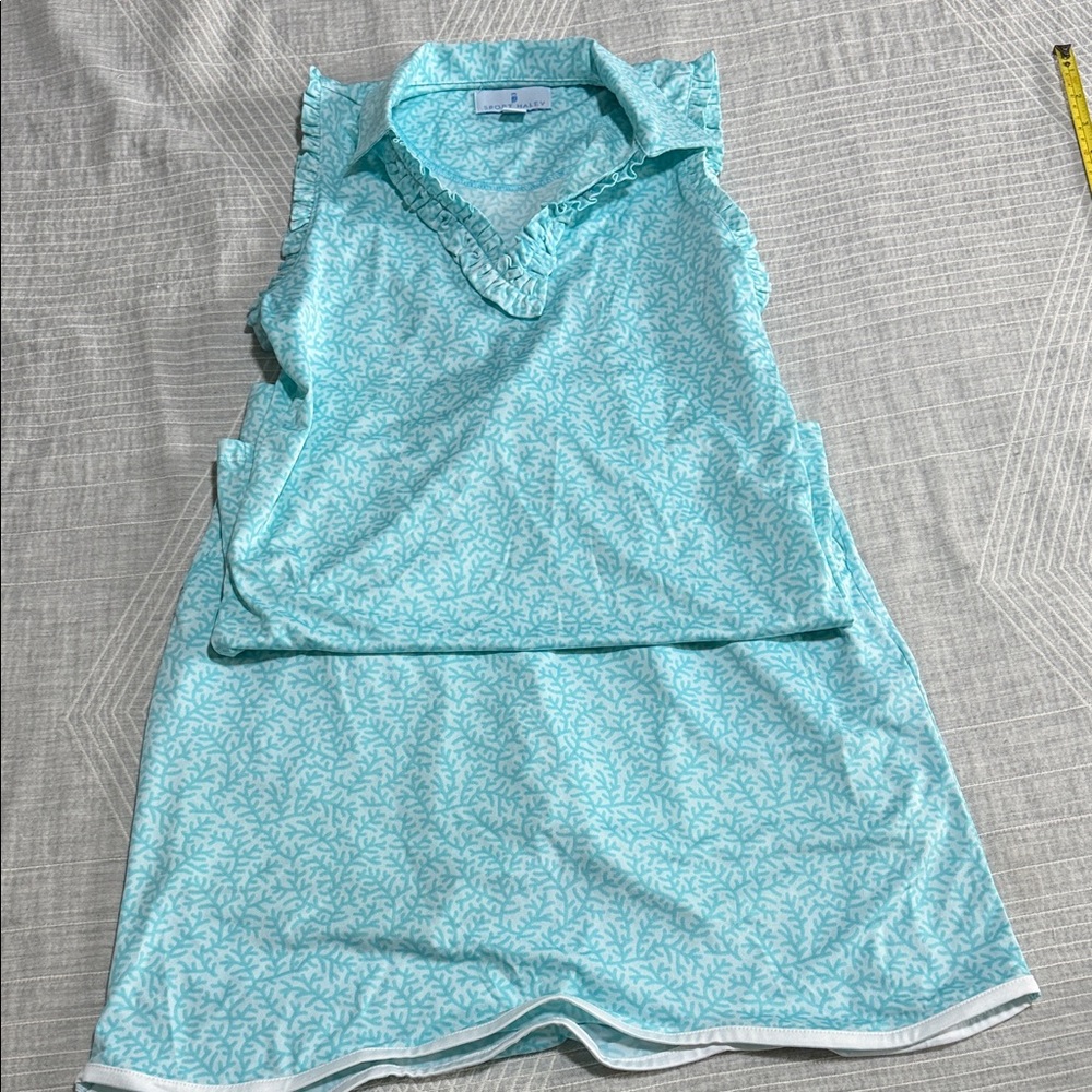 Light Aqua Coral Print Sleeveless Polo Set-Skort